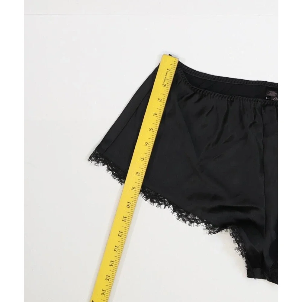 Victoria's Secret Sleep Shorts Womens Medium Black Satin Lace Trim Sleepwear - Picture 2 of 8